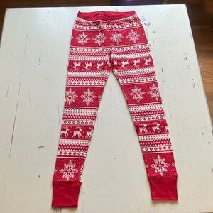 NWT Old Navy Red Fair Isle Waffle Knit Thermal Leggings Small